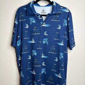 SCALES Men's Tropical Blue Casual Shirt